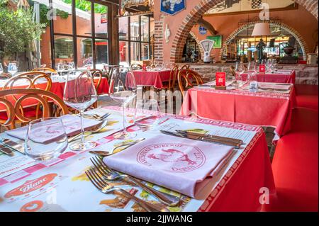 L'Auberge Ancienne, das Bistro-Restaurant des drei-Sterne-Küchenchefs Georges Blanc in Vonnas Stockfoto