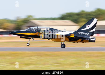 Luftwaffe der Republik Korea Black Eagles Display das Team landete auf der Royal International Air Tattoo, RIAT Airshow, RAF Fairford, Großbritannien. Südkoreaner Stockfoto