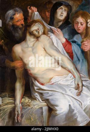 Peter Paul Rubens, Christus auf dem Stroh, Ölgemälde auf Tafel, 1618 Stockfoto