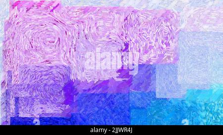 Digitales Rendern im malerischen Stil - Acrylfarben und geometrische Formen, Linien und Symbole - detailreiche Tapeten und Strukturen Stockfoto