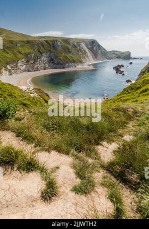 Man of war Bay umschließt man O'war Cove an der Dorset-Küste zwischen den Landzungen von Durdle Door im Westen und man O war Head im Osten Stockfoto