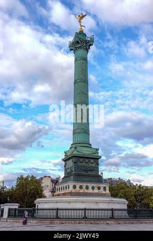 Frankreich, Paris, der Place de la Bastille ist ein Platz in Paris, an dem das Gefängnis der Bastille bis zum Sturm auf die Bastille und ihre anschließende phy stand Stockfoto
