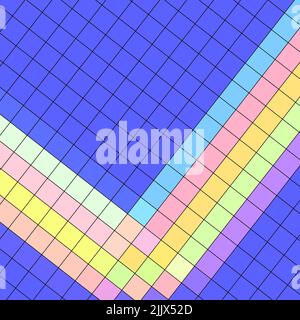 Quadratisches, abstraktes Mosaikmuster mit diagonalen symmetrischen, sich wiederholenden beigen Quadraten oder einem Netz aus Quadraten oder einem mehrfarbigen Hintergrund Stockfoto