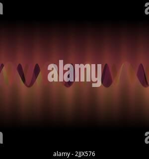 Illustration mehrerer Wellen, die durch viele kleine digitale vertikale Linien oszillieren oder überlappen abstraktes dekoratives modernes Design auf schwarzem Hintergrund Stockfoto