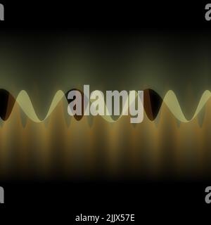 Illustration mehrerer Wellen, die durch viele kleine digitale vertikale Linien oszillieren oder überlappen abstraktes dekoratives modernes Design auf schwarzem Hintergrund Stockfoto