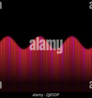 Abstrakt farbenfrohe Illustration des stilisierten Klangfrequenzequalizers Element Regenbogenlinien und Welle auf einem schwarzen Hintergrund digitalen Audio-Konzept Stockfoto