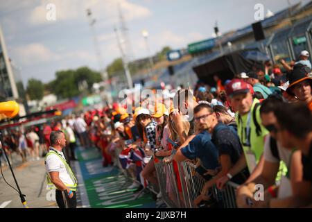 Publikum/Publikum auf der Strecke während des ungarischen GP, 28-31. Juli 2022 bei Hugaroring, Formel-1-Weltmeisterschaft 2022. Stockfoto