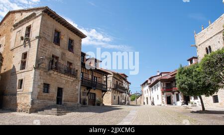 Plaza de las Arenas, Santillana del Mar Stockfoto