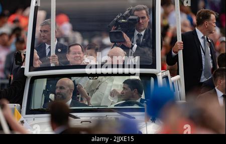 27. Juli 2022, Quebec City, Quebec, CAN: Papst FRANZISKUS wird am 27. Und 2022. Juli einen Pastoralbesuch in kanada in der Plains of Abraham, Quebec City, Quebec, CAN, machen. (Bild: © Patrice Lapointe/ZUMA Press Wire) Stockfoto