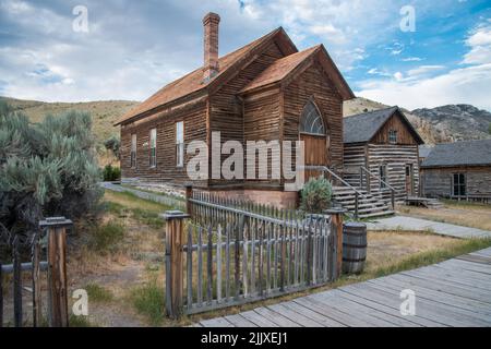 Brother Van's Methodist Church in der Geisterstadt Bannack State Park, Montana, USA Stockfoto