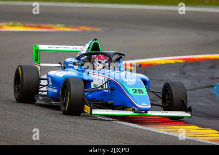 28 REIS Max (ger), Formule 4 - Mygale Genération 2, Aktion während der Runde 4. des Championnat de France FFSA F4 2022, vom 28. Bis 30. Juli auf dem Circuit de Spa-Francorchamps in Francorchamps, Belgien - Foto Florent Gooden / DPPI Stockfoto