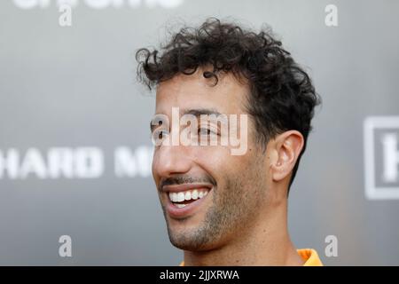 Mogyorod, Ungarn. Juli 28. 2022. Formel 1 großer Preis von Ungarn in Hungaroring, Ungarn. Im Bild: Daniel Ricciardo (AUS) von McLaren Credit: Piotr Zajac/Alamy Live News Stockfoto