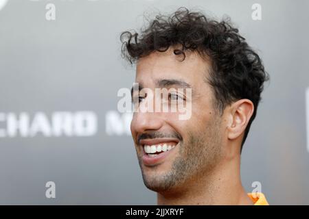 Mogyorod, Ungarn. Juli 28. 2022. Formel 1 großer Preis von Ungarn in Hungaroring, Ungarn. Im Bild: Daniel Ricciardo (AUS) von McLaren Credit: Piotr Zajac/Alamy Live News Stockfoto