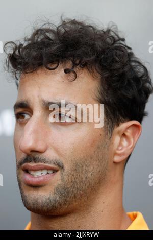 Mogyorod, Ungarn. Juli 28. 2022. Formel 1 großer Preis von Ungarn in Hungaroring, Ungarn. Im Bild: Daniel Ricciardo (AUS) von McLaren Credit: Piotr Zajac/Alamy Live News Stockfoto