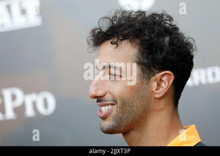 Mogyorod, Ungarn. Juli 28. 2022. Formel 1 großer Preis von Ungarn in Hungaroring, Ungarn. Im Bild: Daniel Ricciardo (AUS) von McLaren Credit: Piotr Zajac/Alamy Live News Stockfoto