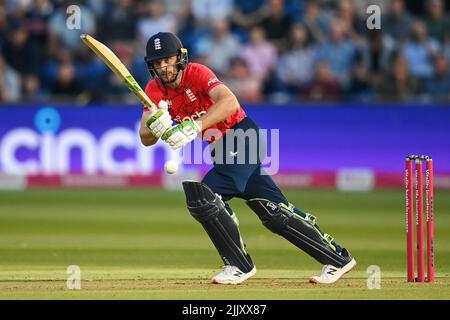 Jos Buttler aus England trifft eine Single in, am 7/28/2022. (Foto von Craig Thomas/News Images/Sipa USA) Quelle: SIPA USA/Alamy Live News Stockfoto