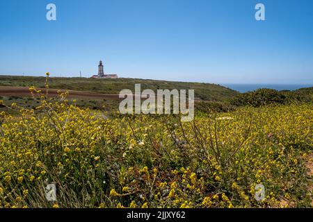 Leuchtturm am Kap Espichel (Farol do Cabo Espichel), Portugal Stockfoto