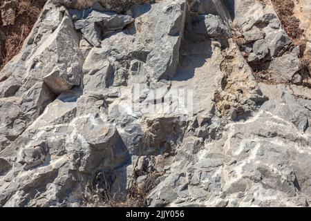 Rock Hintergrund. Felsige Bodenstruktur. Nahaufnahme. Stockfoto
