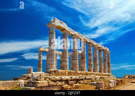 Poseidon-Tempel ('Neptun'), Kap Sounion, Attika, Griechenland Stockfoto