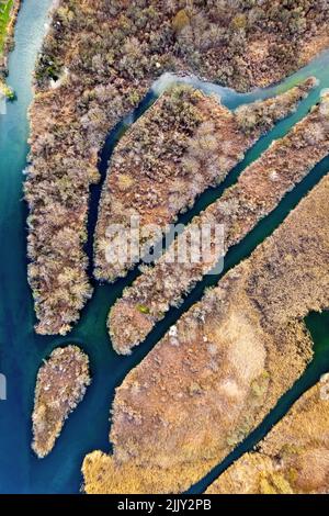Am Feuchtgebiet des Agra-Vrytta-Nissi-Sees, Pella, Mazedonien, Griechenland. Stockfoto