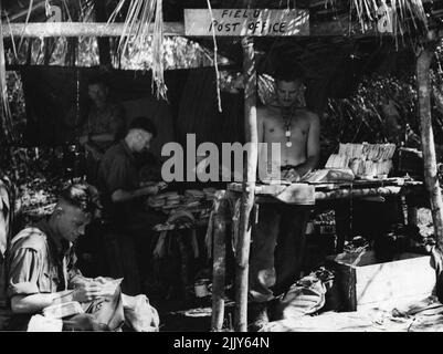 Ramu Valley - Ein Feldpostamt. 26. Oktober 1943. Stockfoto