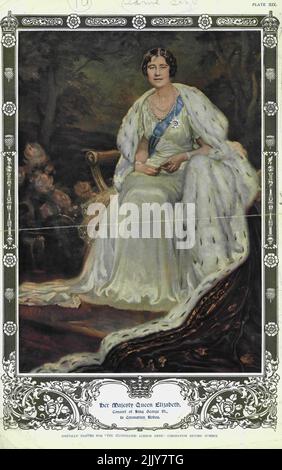 Ihre Majestät Königin Elizabeth, Gemahlin von König George UI., in Krönungsroben. 06.Mai 1937. (Foto der Illustrated London News). Stockfoto