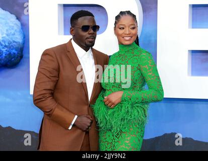 Daniel Kaluuya und Keke Palmer nehmen an der britischen Premiere von „NOPE“ am Odeon Luxe Leicester Square am 28. Juli 2022 in London, England, Teil. Stockfoto