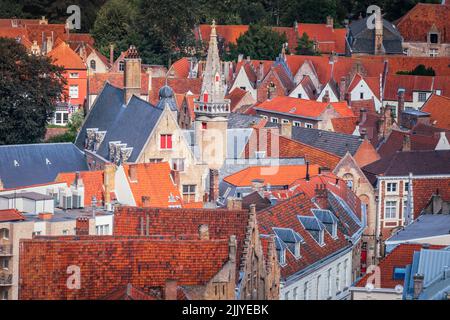 Über Brügge flämische Architektur Gebäude Fassaden Muster, Belgien Stockfoto