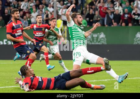 Danzig, Polen. 28.. Juli 2022. UEFA Europa Conference League 2. Qualifying Round Spiel Lechia Danzig gegen Rapid Vienna 1:2 (0:0, 1:2) © Wojciech Strozyk / Alamy Live News Stockfoto