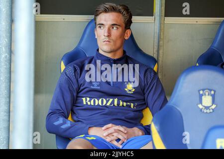 Broendby, Dänemark. 28.. Juli 2022. Christian Friedrich von Broendby IF hat die Bank vor dem Qualifikationsspiel der UEFA Europa Conference League zwischen Broendby IF und Pogon Stettin im Broendby Stadion in Broendby gesehen. (Foto: Gonzales Photo/Alamy Live News Stockfoto