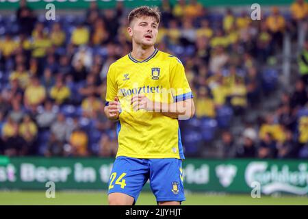 Broendby, Dänemark. 28.. Juli 2022. Marko Divkovic (24) von Broendby, WENN er während des Qualifikationsspiel der UEFA Europa Conference League zwischen Broendby IF und Pogon Stettin im Broendby Stadion in Broendby gesehen wurde. (Foto: Gonzales Photo/Alamy Live News Stockfoto