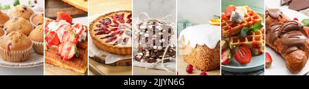 Collage aus hausgemachten Desserts, Nahaufnahme Stockfoto
