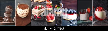 Traditionelle Desserts auf dunklem Hintergrund Stockfoto