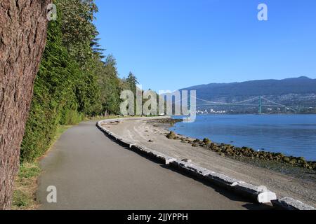 Vancouver BC, Kanada Seawall and Lions Gate Bridge Stockfoto