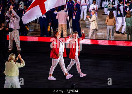 BIRMINGHAM, GROSSBRITANNIEN. 28. Juli 2022. Aufnahme während der Eröffnungszeremonie von Birmingham 2022 - Commonwealth Games im Alexander Stadium am Donnerstag, 28. Juli 2022 in BIRMINGHAM, GROSSBRITANNIEN. Kredit: Taka Wu/Alamy Live Nachrichten Stockfoto