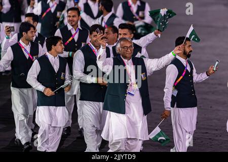 BIRMINGHAM, GROSSBRITANNIEN. 28. Juli 2022. Aufnahme während der Eröffnungszeremonie von Birmingham 2022 - Commonwealth Games im Alexander Stadium am Donnerstag, 28. Juli 2022 in BIRMINGHAM, GROSSBRITANNIEN. Kredit: Taka Wu/Alamy Live Nachrichten Stockfoto