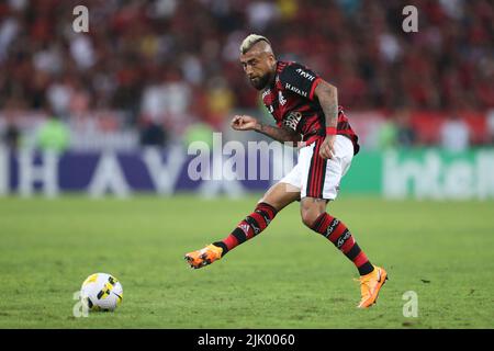 RIO DE JANEIRO-RJ, , 27.07.2022 - Arturo Vidal do Flamengo, durante a partida entre Flamengo e Athletico, pelas Quaras de final da Copa do Brasil 2022, no Estádio do Maracanã nesta quara-feira 27. Foto: Daniel Castelo Branco/DiaEsportivo/Pressinphoto Stockfoto