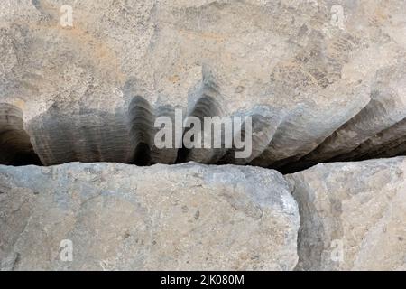 Kleine Karstmerkmale im Kalkstein, verursacht durch Auflösung von Calciumcarbonat Stockfoto