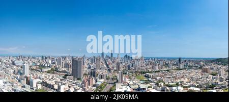 Luftaufnahme Panoramaansicht der Stadt Kaohsiung, Taiwan. Stockfoto