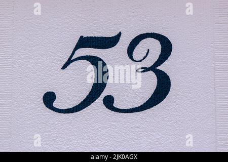 Nahaufnahme Haus Nr. 53 In Amsterdam, Niederlande 23-6-2022 Stockfoto