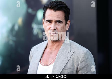 WESTWOOD, LOS ANGELES, KALIFORNIEN, USA - 28. JULI: Der irische Schauspieler Colin Farrell kommt zur Los Angeles-Premiere von Amazon Prime Videos 'Thirteen Lives', die am 28. Juli 2022 im Regency Village Theatre in Westwood, Los Angeles, Kalifornien, USA, stattfand. (Foto von Xavier Collin/Image Press Agency) Stockfoto