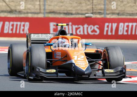 Magyorod, Ungarn. Juli 29. 2022. F2 großer Preis von Ungarn bei Hungaroring, Ungarn. Im Bild: #12 Clement Novalak (FRA) von MP Motorsport beim ersten Training © Piotr Zajac/Alamy Live News Stockfoto