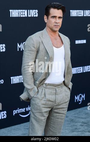 Westwood, Usa. 28.. Juli 2022. WESTWOOD, LOS ANGELES, KALIFORNIEN, USA - 28. JULI: Der irische Schauspieler Colin Farrell kommt zur Premiere von Amazon Prime Videos 'Thirteen Lives', die am 28. Juli 2022 im Regency Village Theatre in Westwood, Los Angeles, Kalifornien, USA, stattfand. ( Kredit: Image Press Agency/Alamy Live News Stockfoto