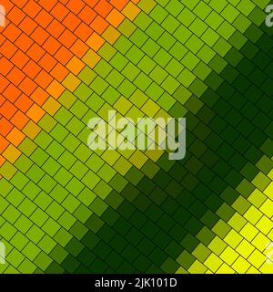 Abstrakt quadratisch bunte Palette Backstein Wand Textur Hintergrund mit geometrischen dekorative Illustration von Offset Quads Raster Muster generative Kunst Stockfoto