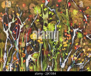 Wunderschöne Sakura-Landschaft im Herbst. Die Dabbing-Technik in der Nähe der Kanten sorgt aufgrund der veränderten Oberflächenrauigkeit des p für einen weichen Fokuseffekt Stockfoto