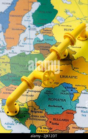 Die Abbildung zeigt das Ventil, das am 28. Juli 2022 mit Kroatien und Russland verbunden war. Aufgrund des russisch-ukrainischen Konflikts ist Kroatien auch in Panik über die Heizperiode und den Bedarf an russischem Gas. Foto: Tomislav Miletic/PIXSELL Stockfoto