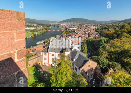 Blick von der Burg Mildenburg auf die Altstadt von Miltenberg, Unterfranken, Bayern, Deutschland, Europa Stockfoto