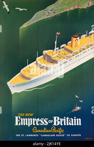 Vintage Travel Poster für - DIE NEUE KAISERIN VON GROSSBRITANNIEN / CANADIAN PACIFIC. Ca. 1956. Stockfoto