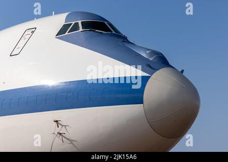 US Air Force Boeing E-4B Advanced Airborne Command Post „Doomsday Plane“ auf statischem Display beim Royal International Air Tattoo 2022 Stockfoto