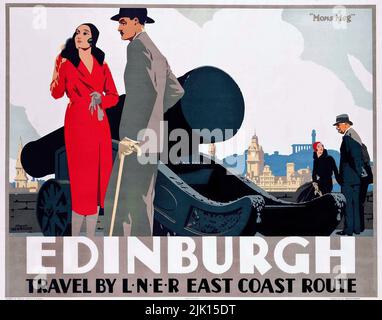 Vintage Werbeplakat - Edinburgh, . LNER. Vintage Railway Poster - Edinburgh Castle - Schottland, Andrew Johnson Stockfoto